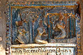 Old Bagan Myanmar. The Mingala Zedi. Well-preserved glazed Jataka plaques. 